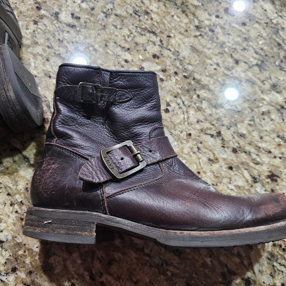 Frye Dark Brown Leather Ankle Boots